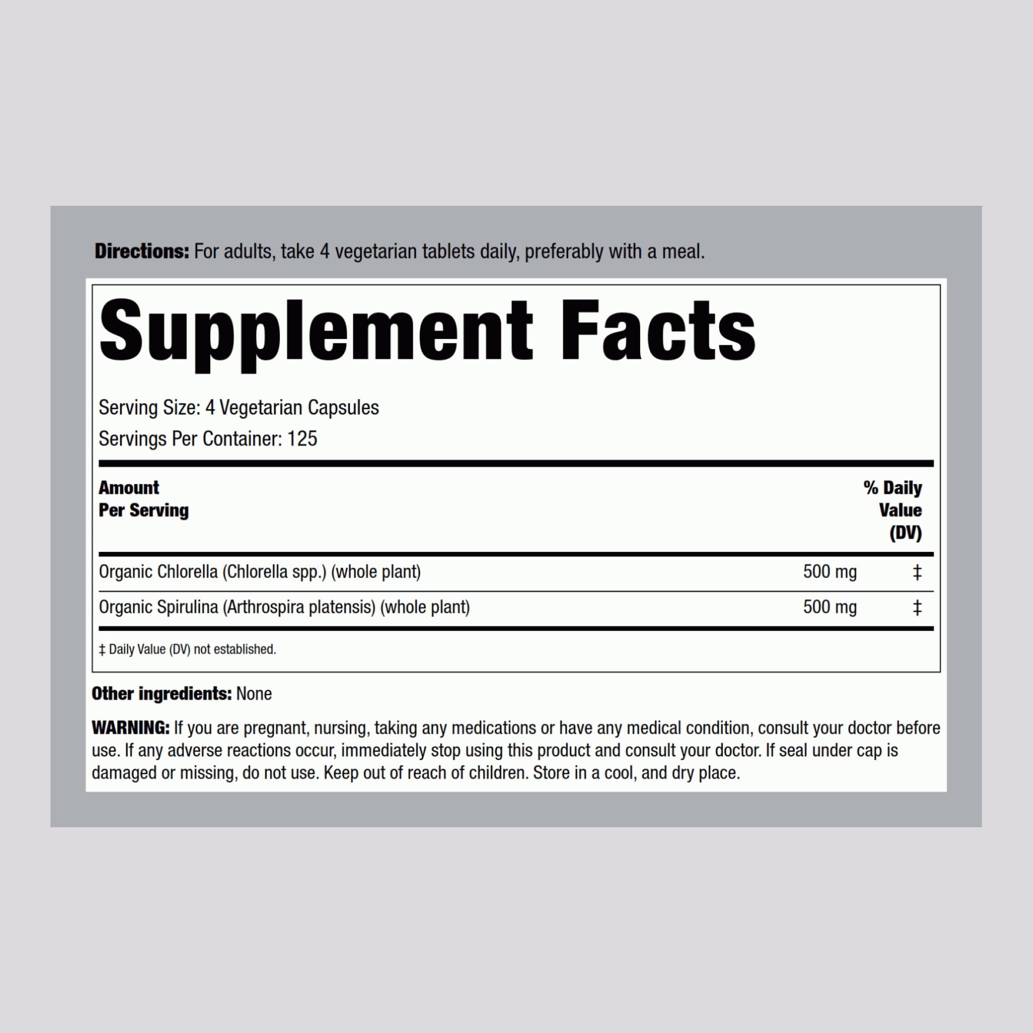 Bottle label showing organic, non-GMO, gluten-free claims