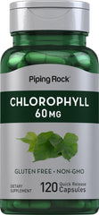 Piping Rock Chlorophyll Capsules bottle with Mulberry leaf design