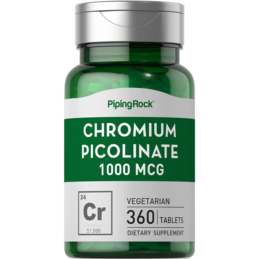 Piping Rock Chromium Picolinate 1000mcg bottle with 360 vegetarian tablets