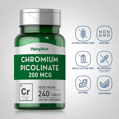 Front view of Piping Rock Chromium Picolinate bottle