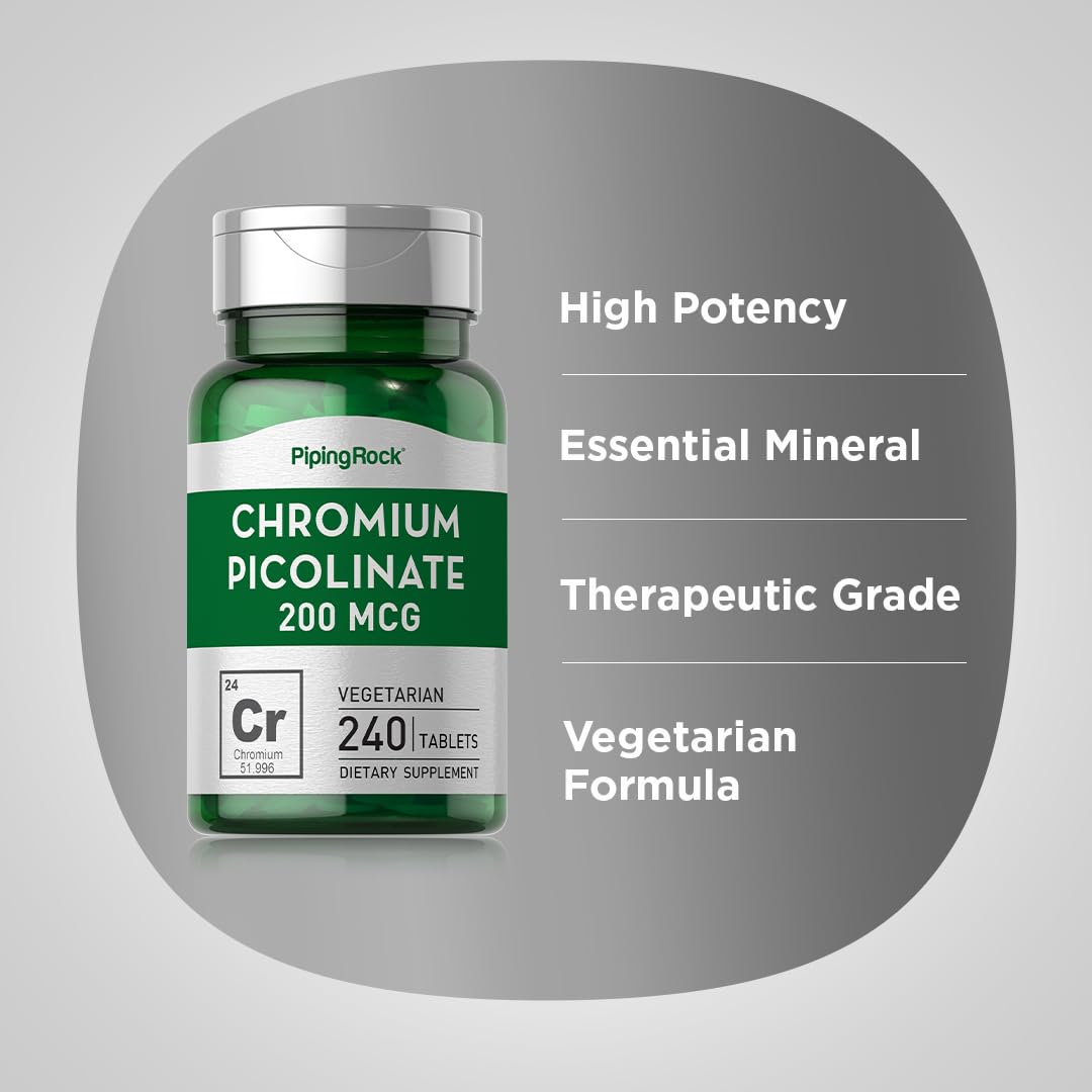 Back label with supplement facts for Chromium Picolinate
