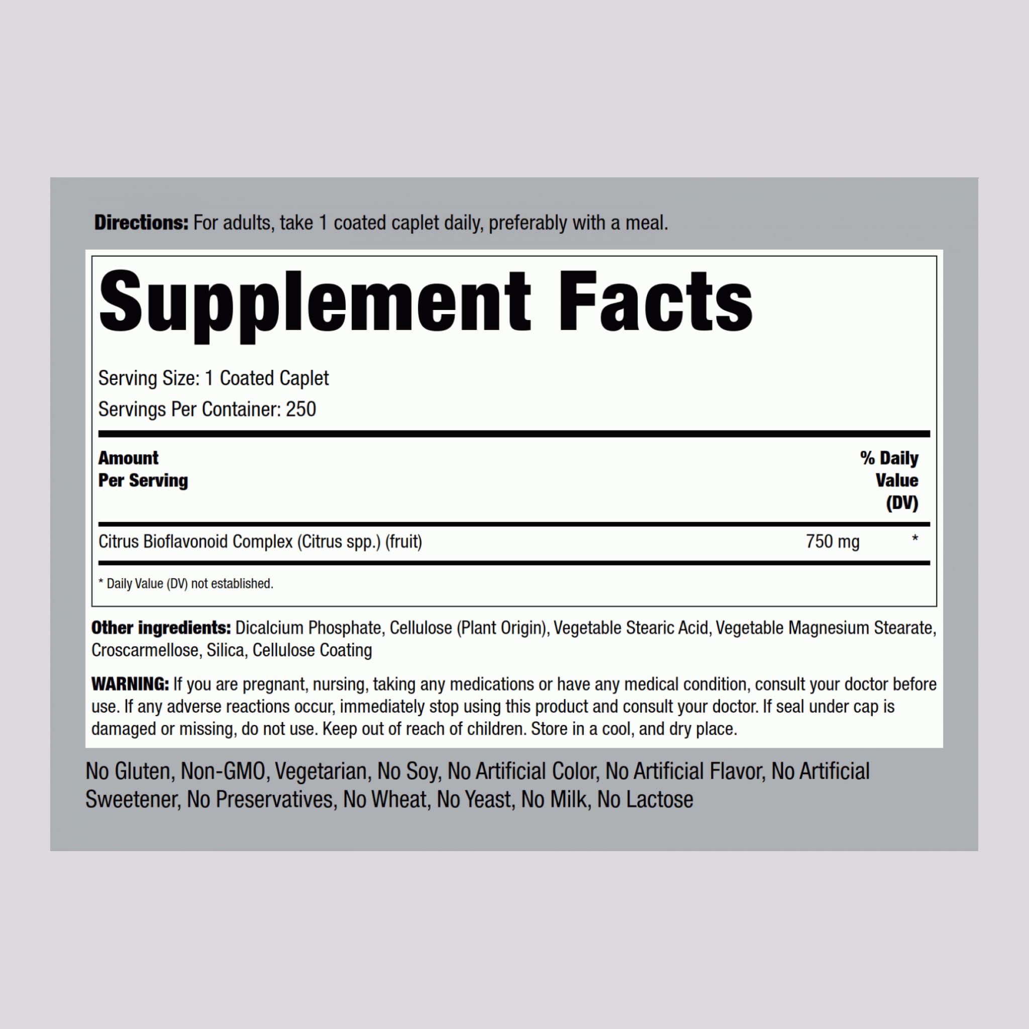Bottle label reading Citrus Bioflavonoids Complex