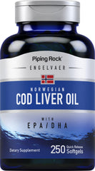 Piping Rock Cod Liver Oil Softgels bottle front – 250 count