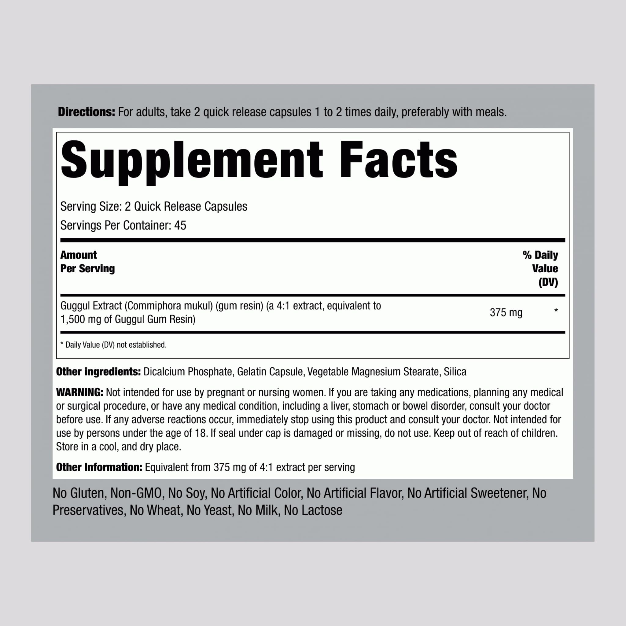 Piping Rock concentrated extract guggul bottle underscores potent herbal formulation.