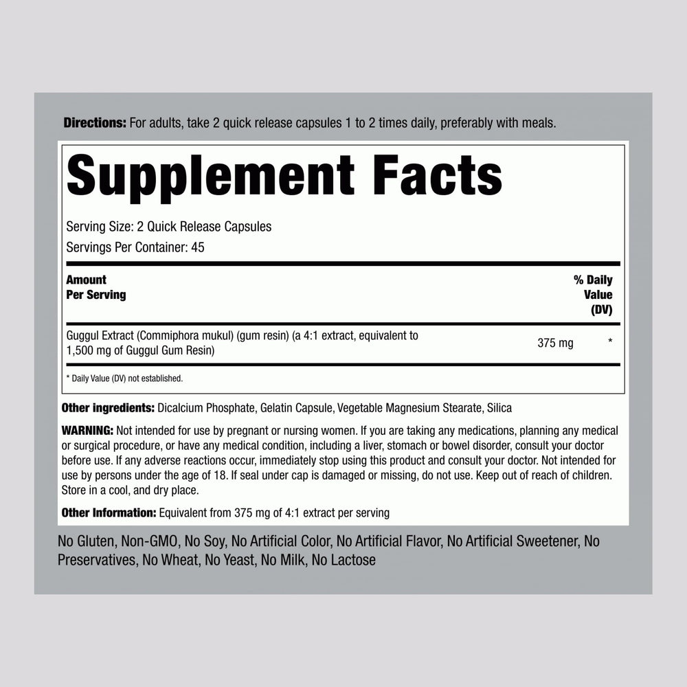 Piping Rock concentrated extract guggul bottle underscores potent herbal formulation.