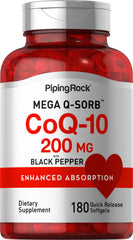 Piping Rock CoQ10 200mg bottle with 180 softgels
