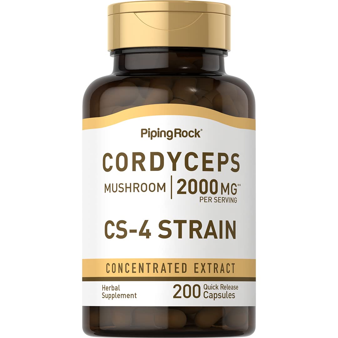 Front view of Piping Rock Cordyceps CS-4 bottle