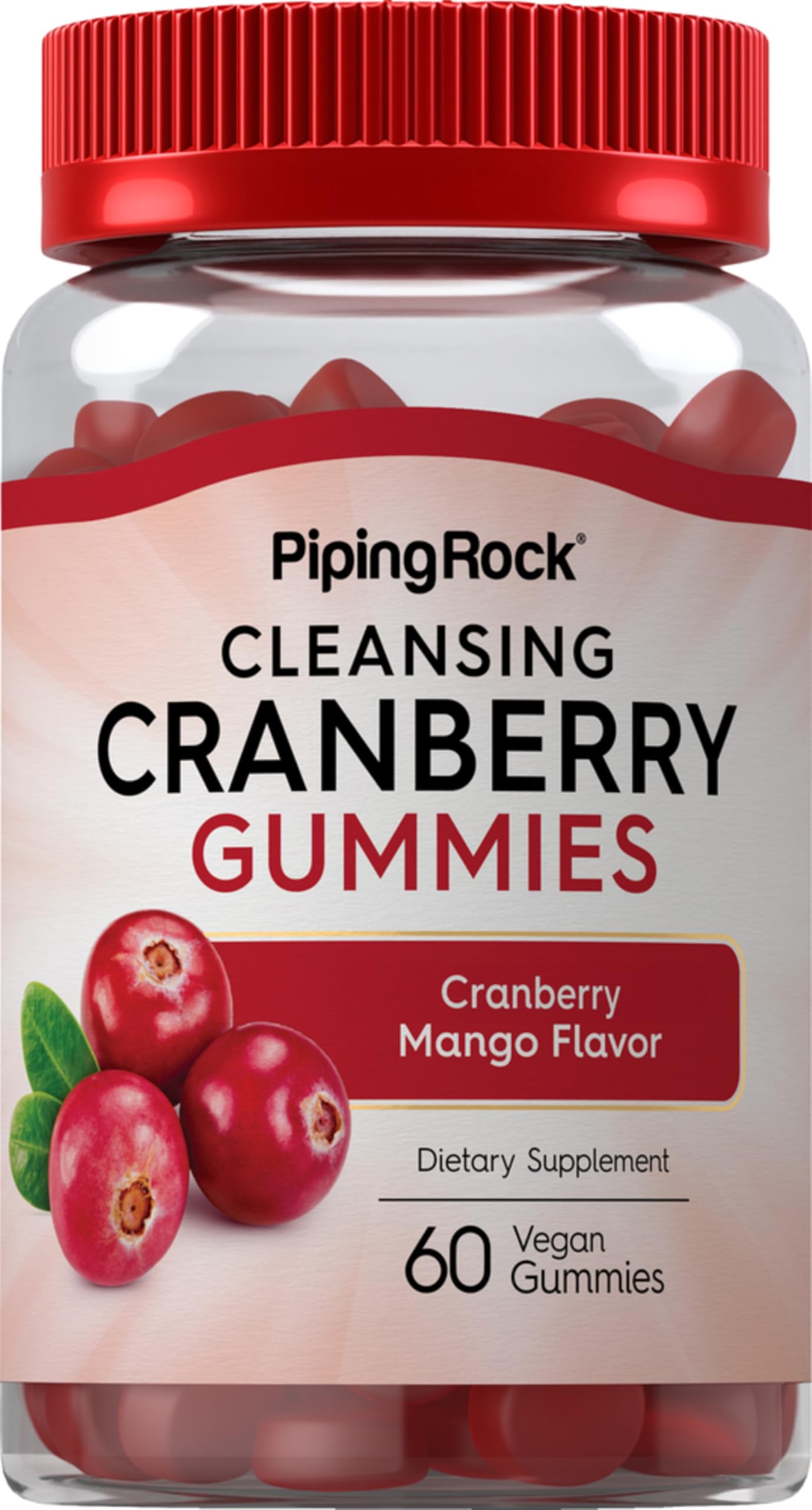 Piping Rock Cranberry Gummies bottle and label - 60 count