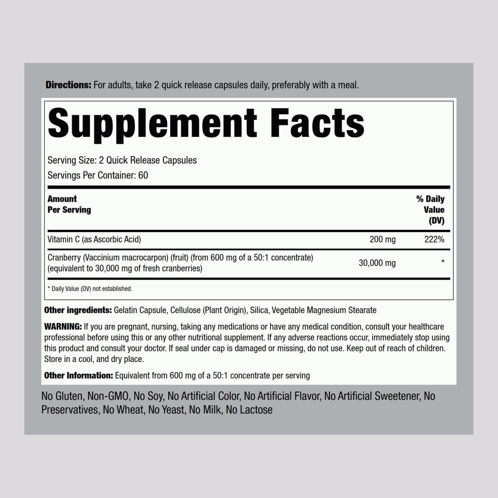 Piping Rock Cranberry Pills bottle front view