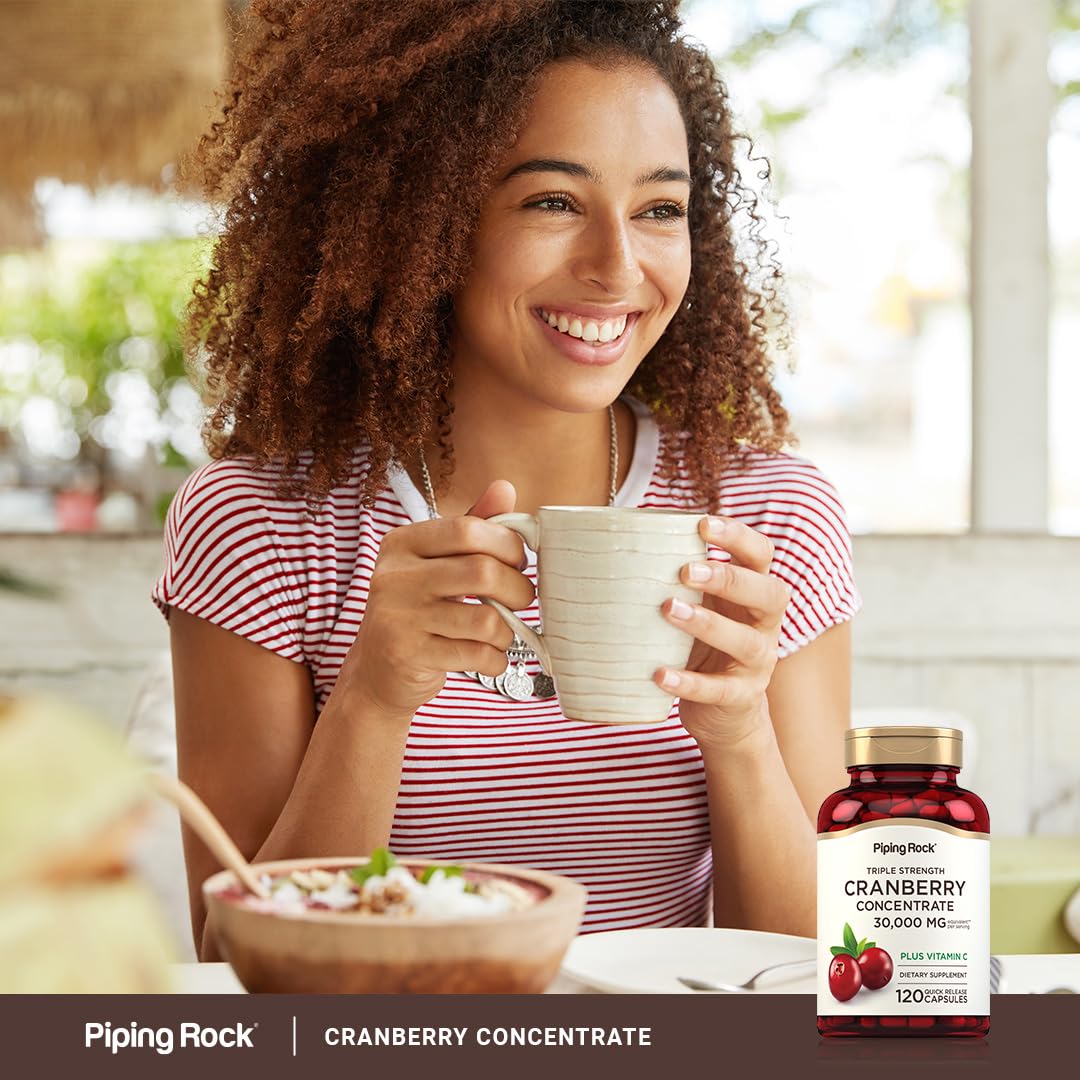 Piping Rock Cranberry Pills packaging highlighting 30,000 mg