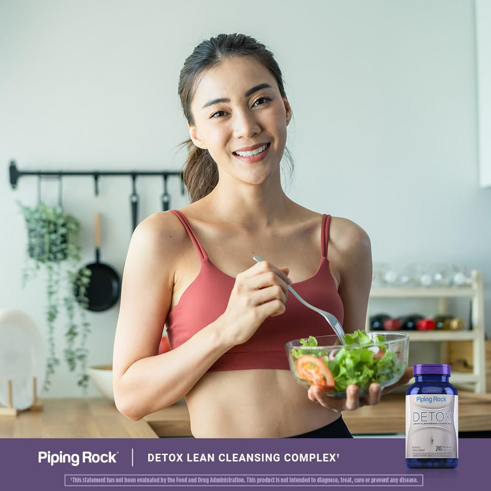 Piping Rock Detox Cleanse bottle label with gluten-free and non-GMO info.