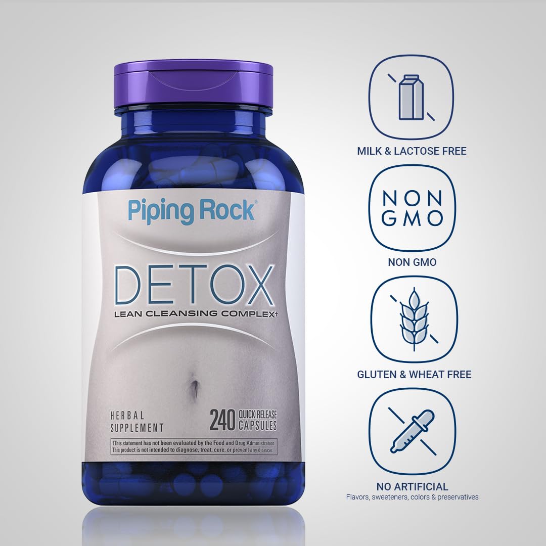 Piping Rock Detox Cleanse capsules close-up showing quick-release design.