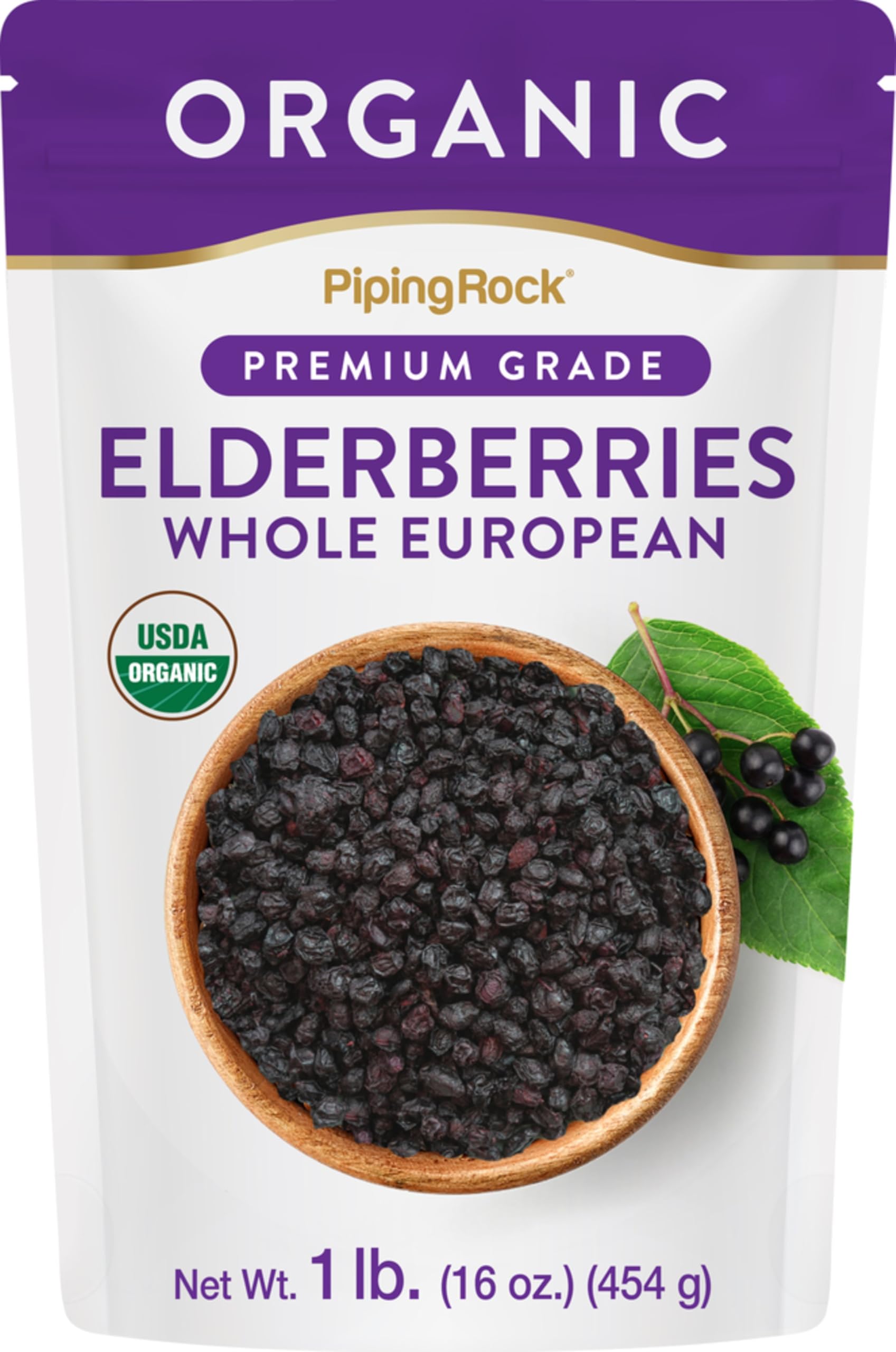 Organic dried elderberries in 1lb bulk European whole berries