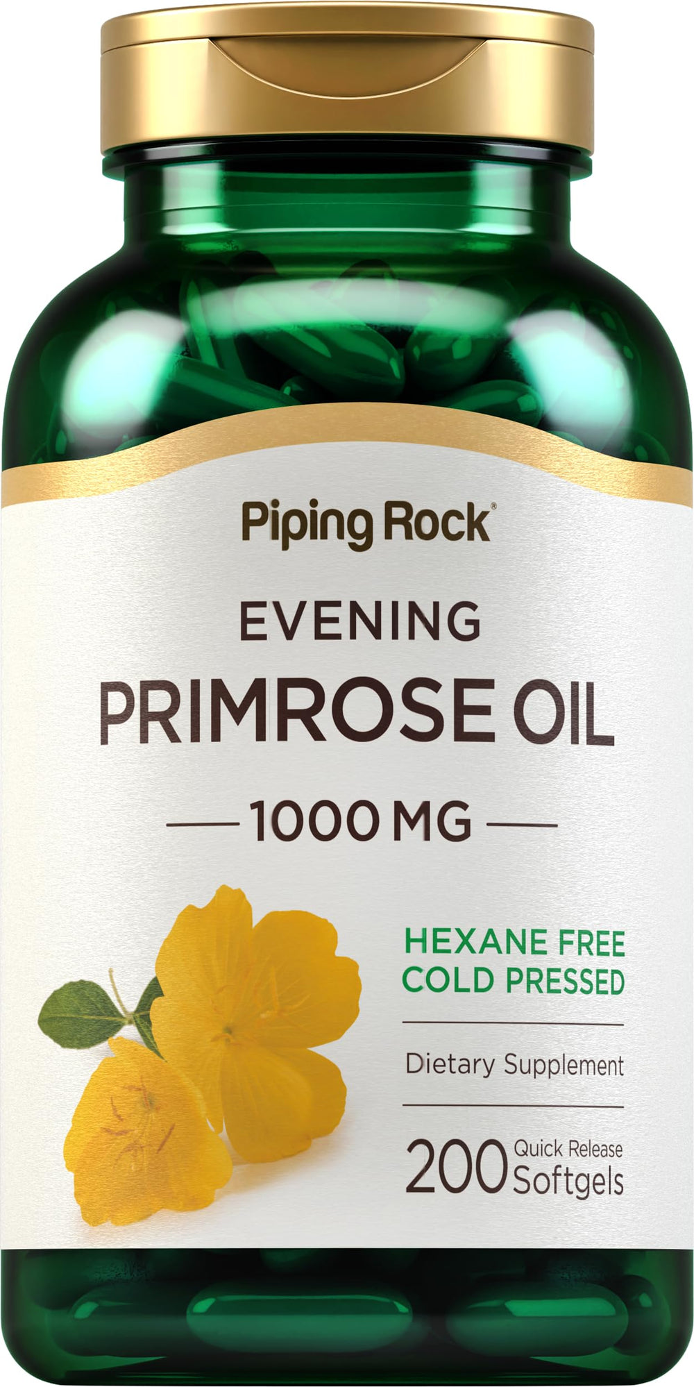 Piping Rock Evening Primrose Oil capsules for women – 1000mg, 200 softgels