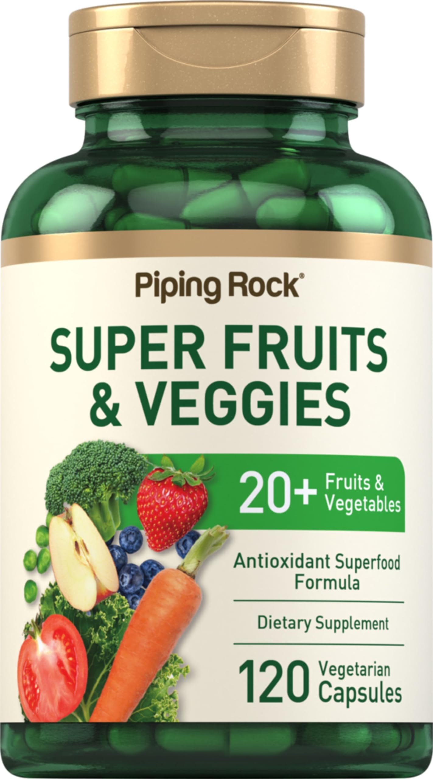 Piping Rock Fruits and Veggies Supplement bottle label