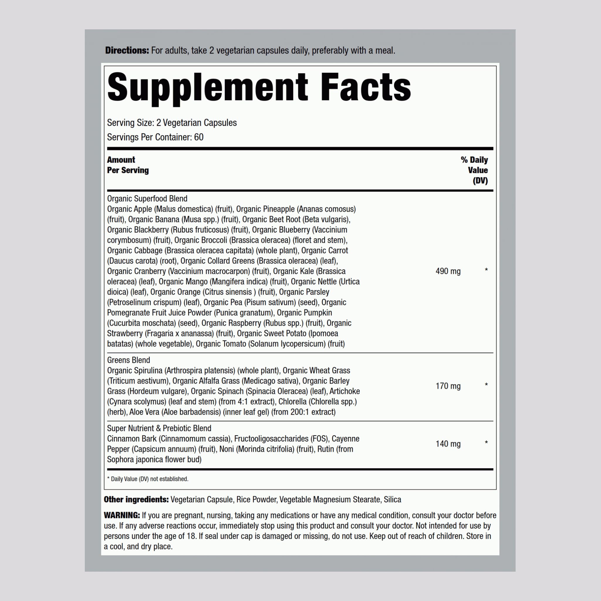 Piping Rock Fruits and Veggies Supplement capsules close-up