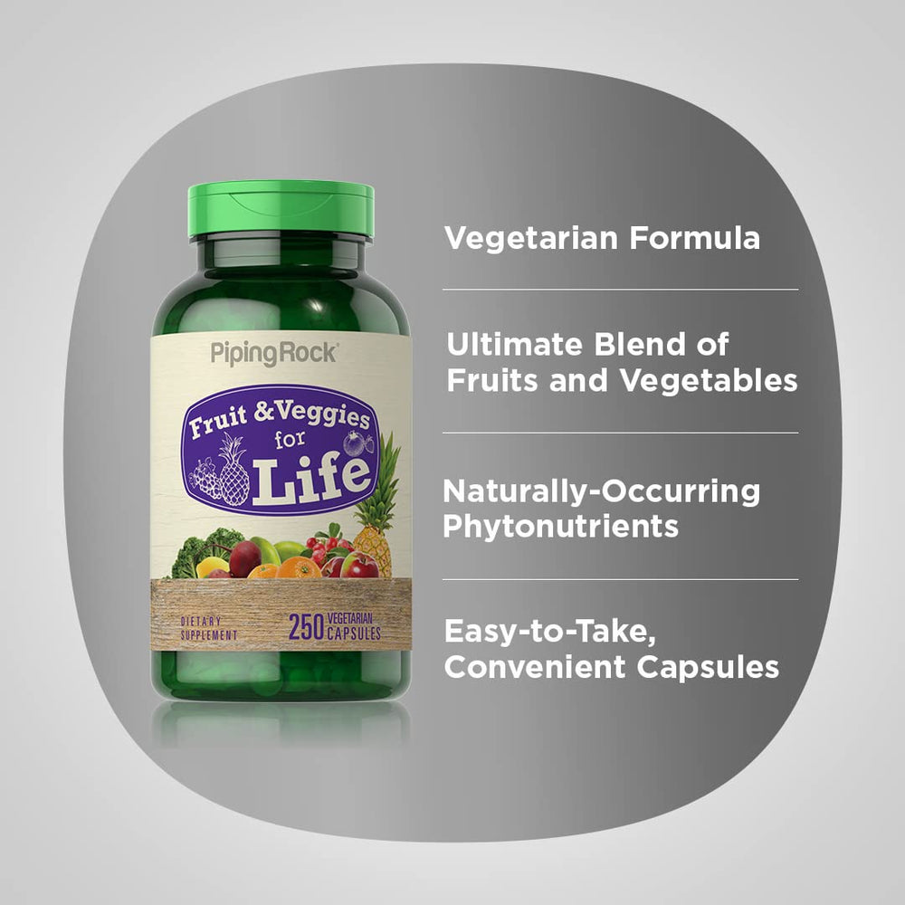 Close-up of fruit and vegetable blend capsules