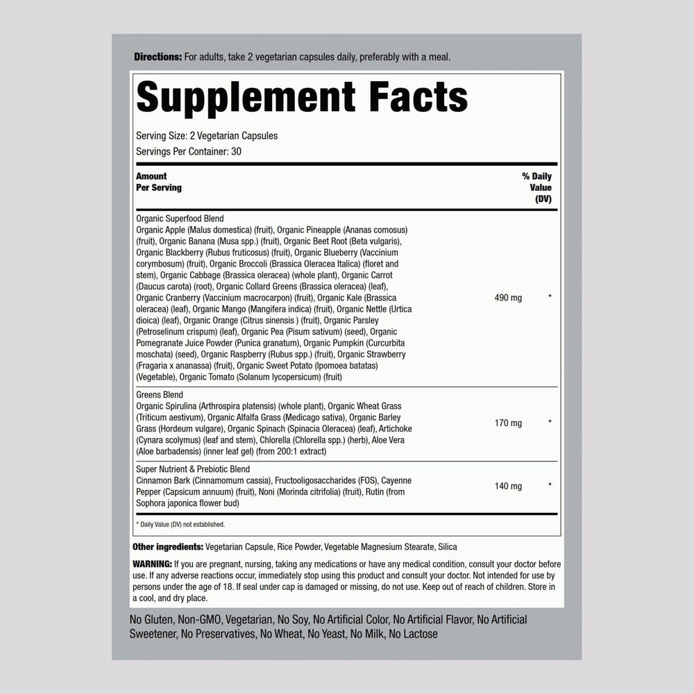 Close-up of Piping Rock Fruits and Veggies bottle