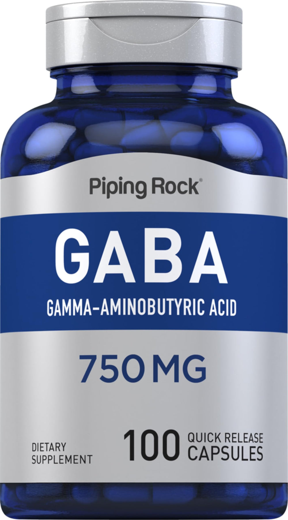 Piping Rock GABA 750mg bottle front label