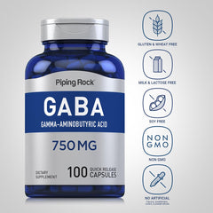 Piping Rock GABA supplement bottle with capsules