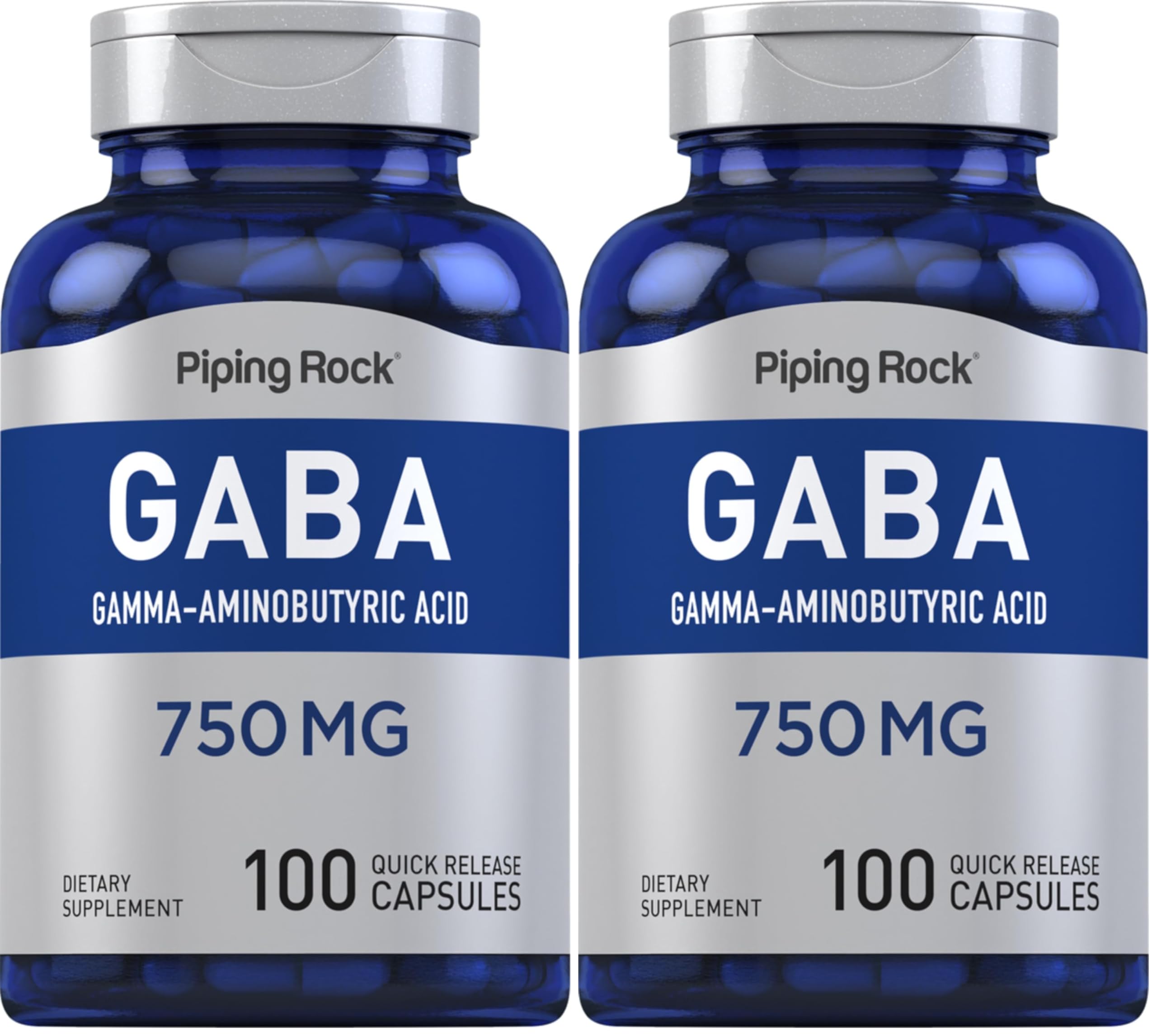 Piping Rock GABA 750mg bottle and label
