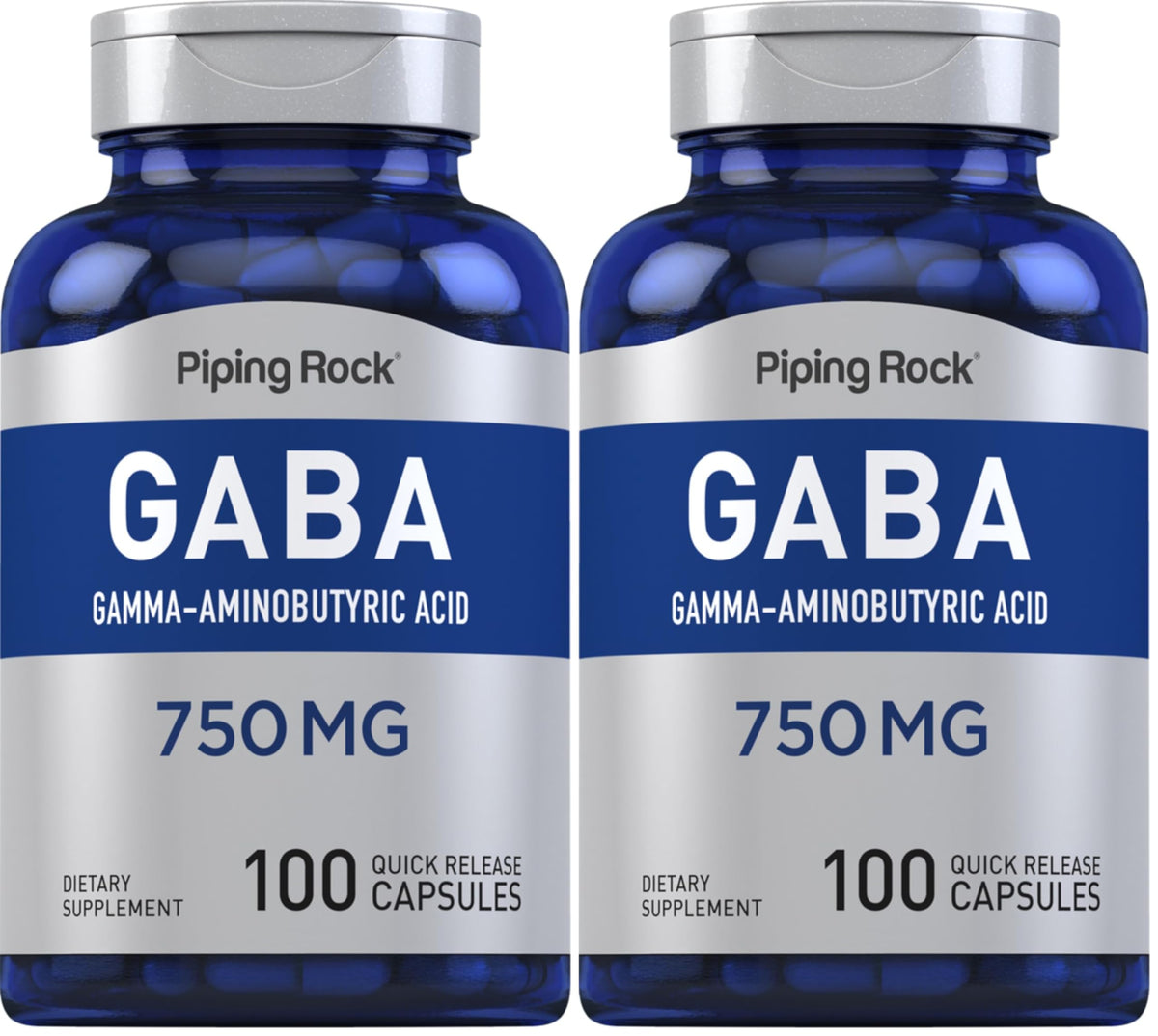 Piping Rock GABA 750mg bottle with 100 capsules — Pack of 2