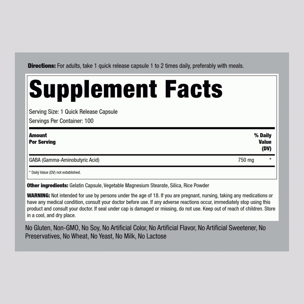 GABA supplement bottle side view