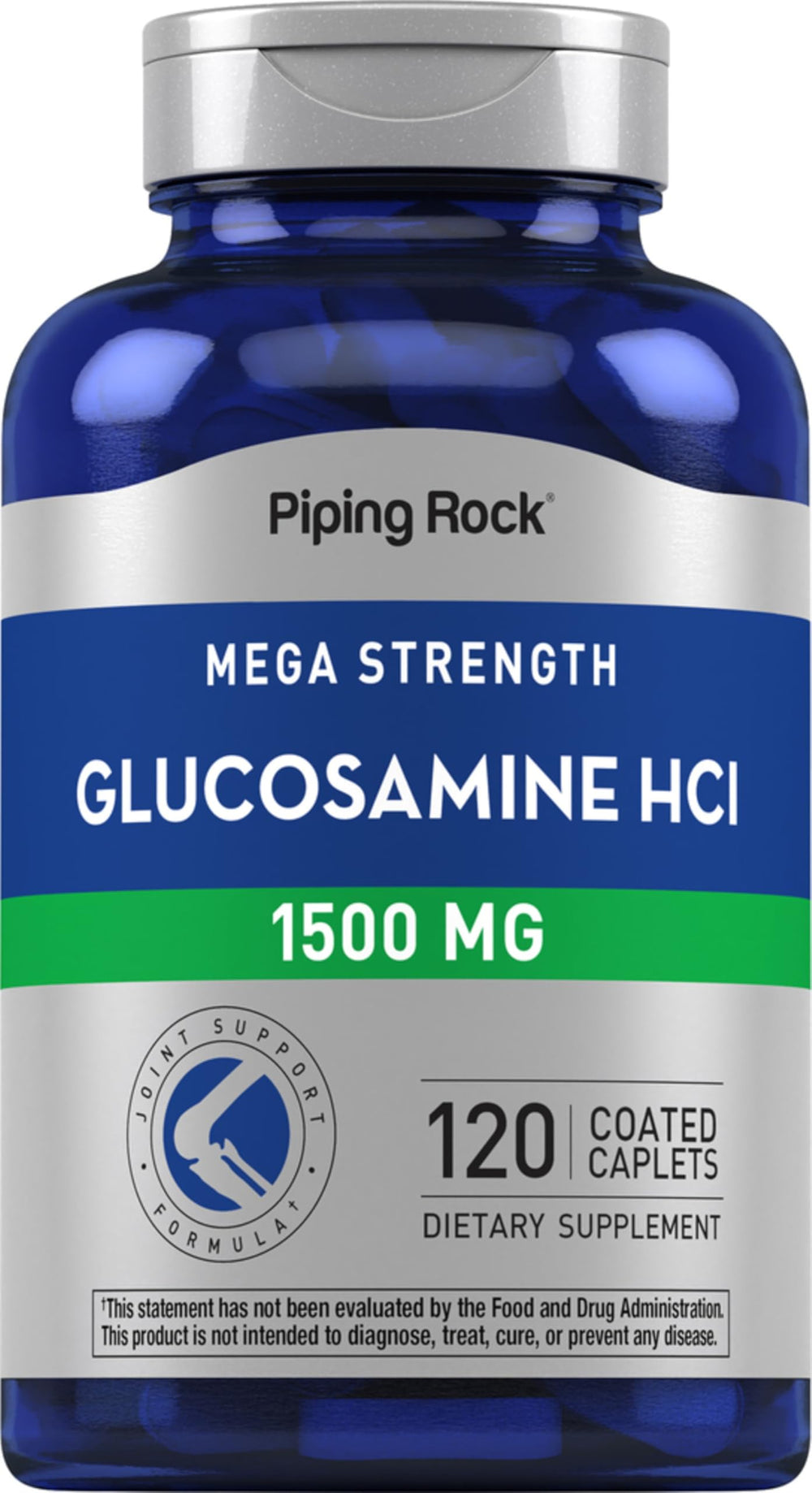 Piping Rock Glucosamine HCL 1500mg bottle with 120 coated caplets