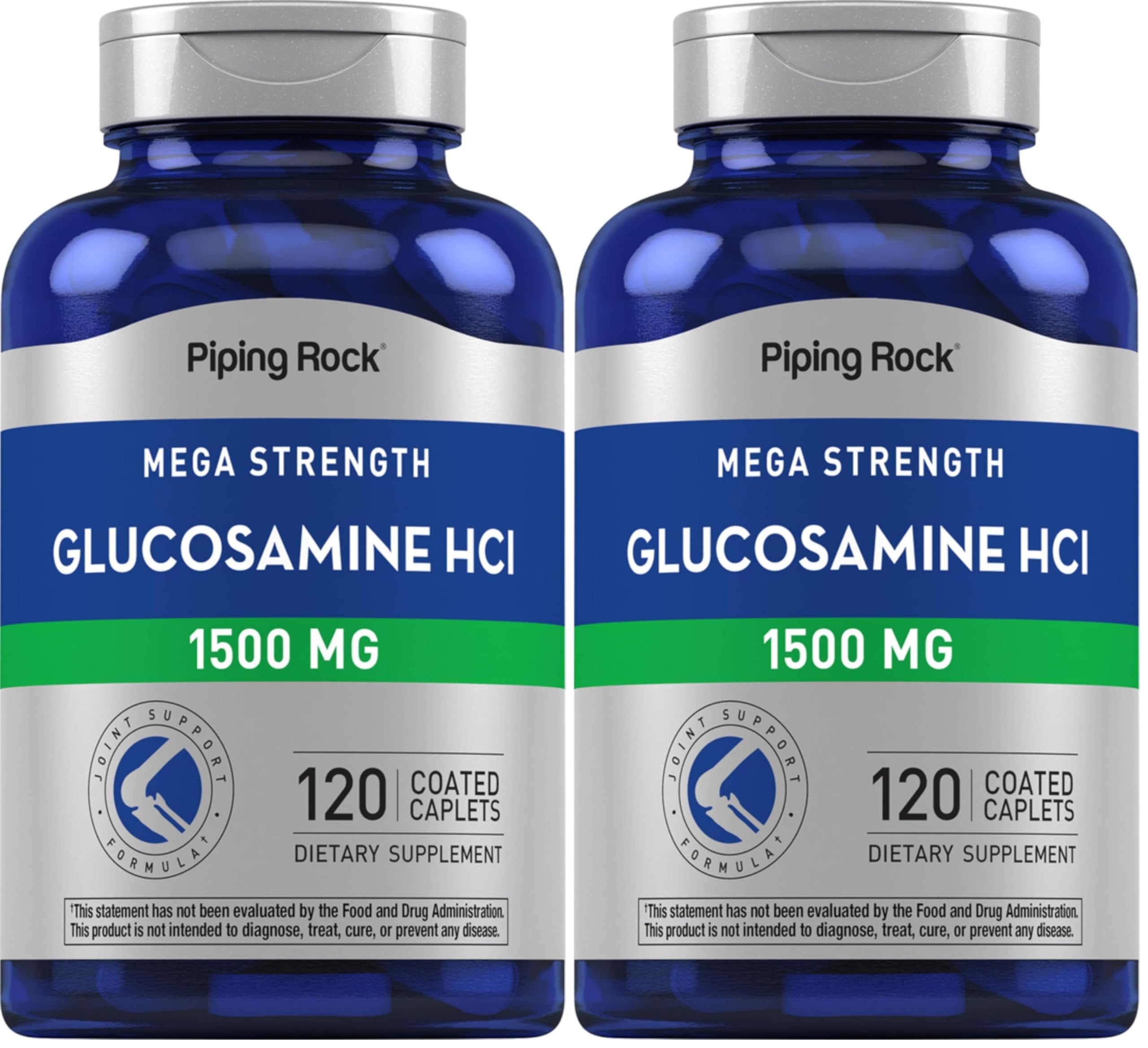 Bottle of Piping Rock Glucosamine HCL 1500mg Mega Strength with label