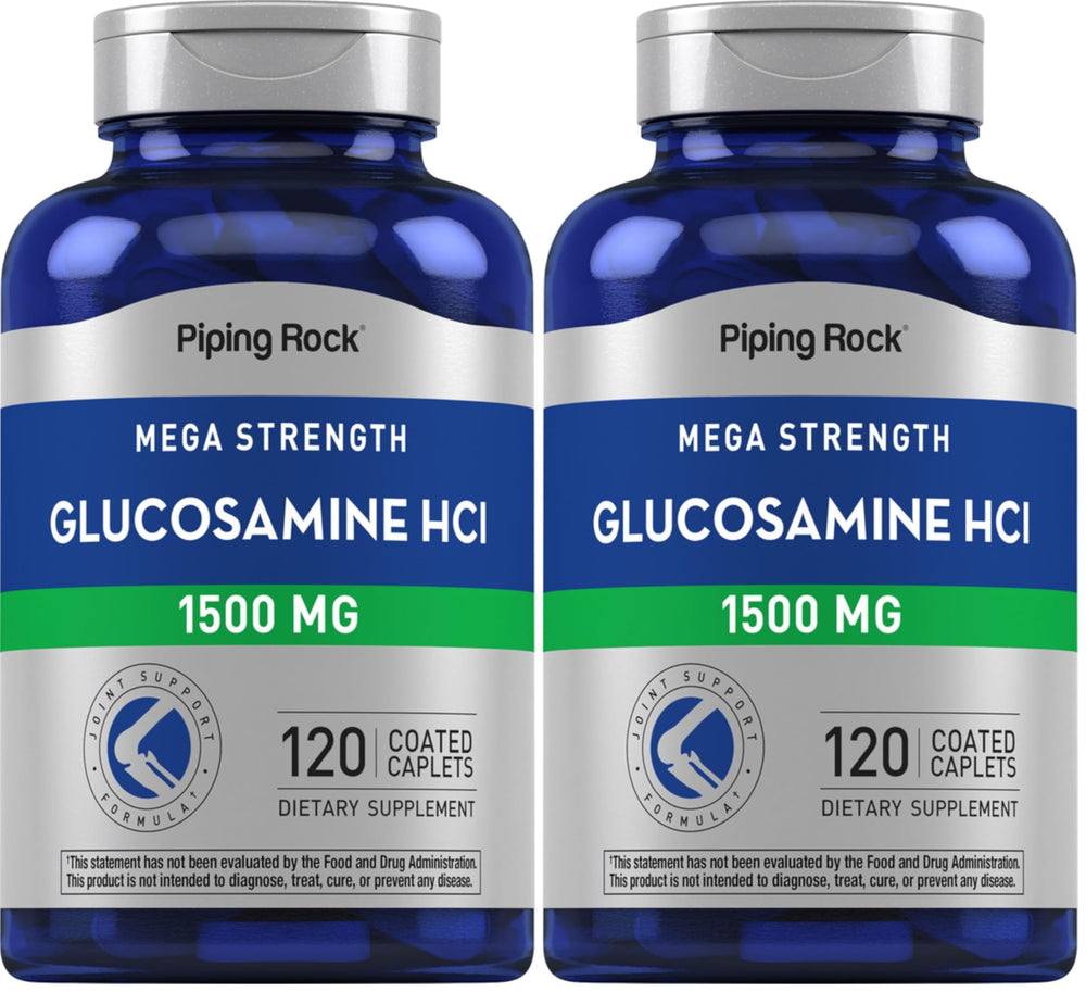 Bottle of Piping Rock Glucosamine HCL 1500mg Mega Strength with label
