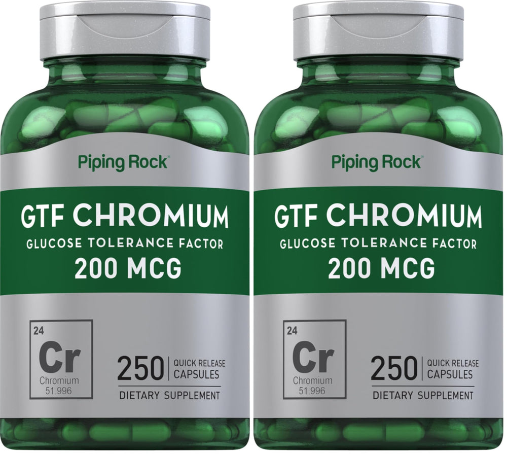 Piping Rock GTF Chromium 200 mcg bottle front view