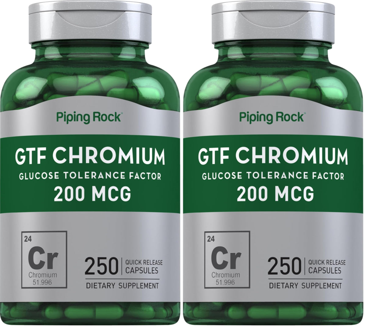 Piping Rock GTF Chromium 200 mcg bottle front view