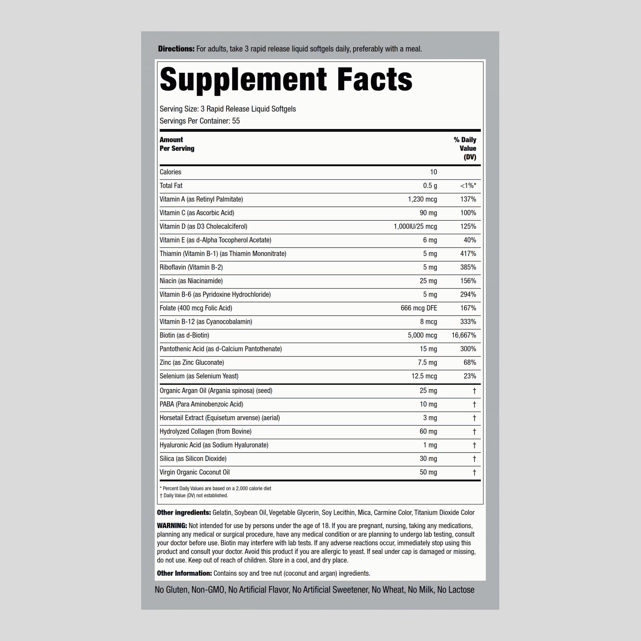 Biotin 5000 mcg extra strength supplement close-up