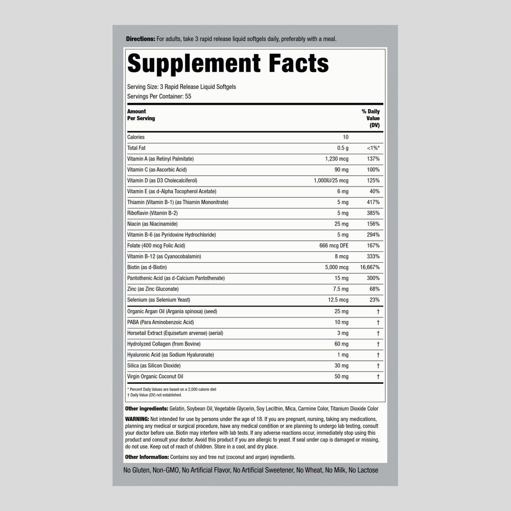 Biotin 5000 mcg extra strength supplement close-up