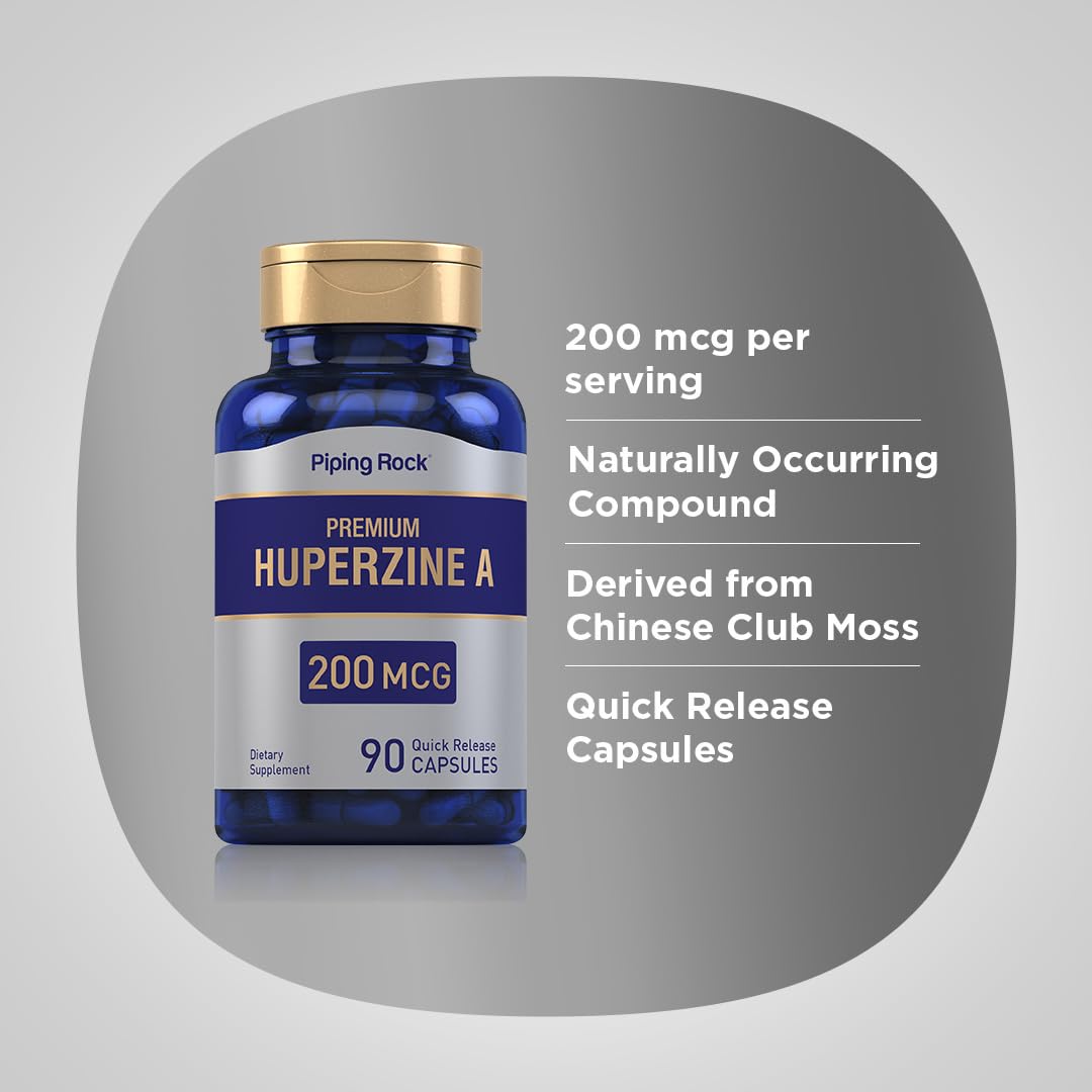 Piping Rock Huperzine A label close-up with ingredient details for informed choices.
