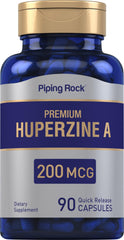 Piping Rock Huperzine A supplement bottle label showing 200 mcg per serving