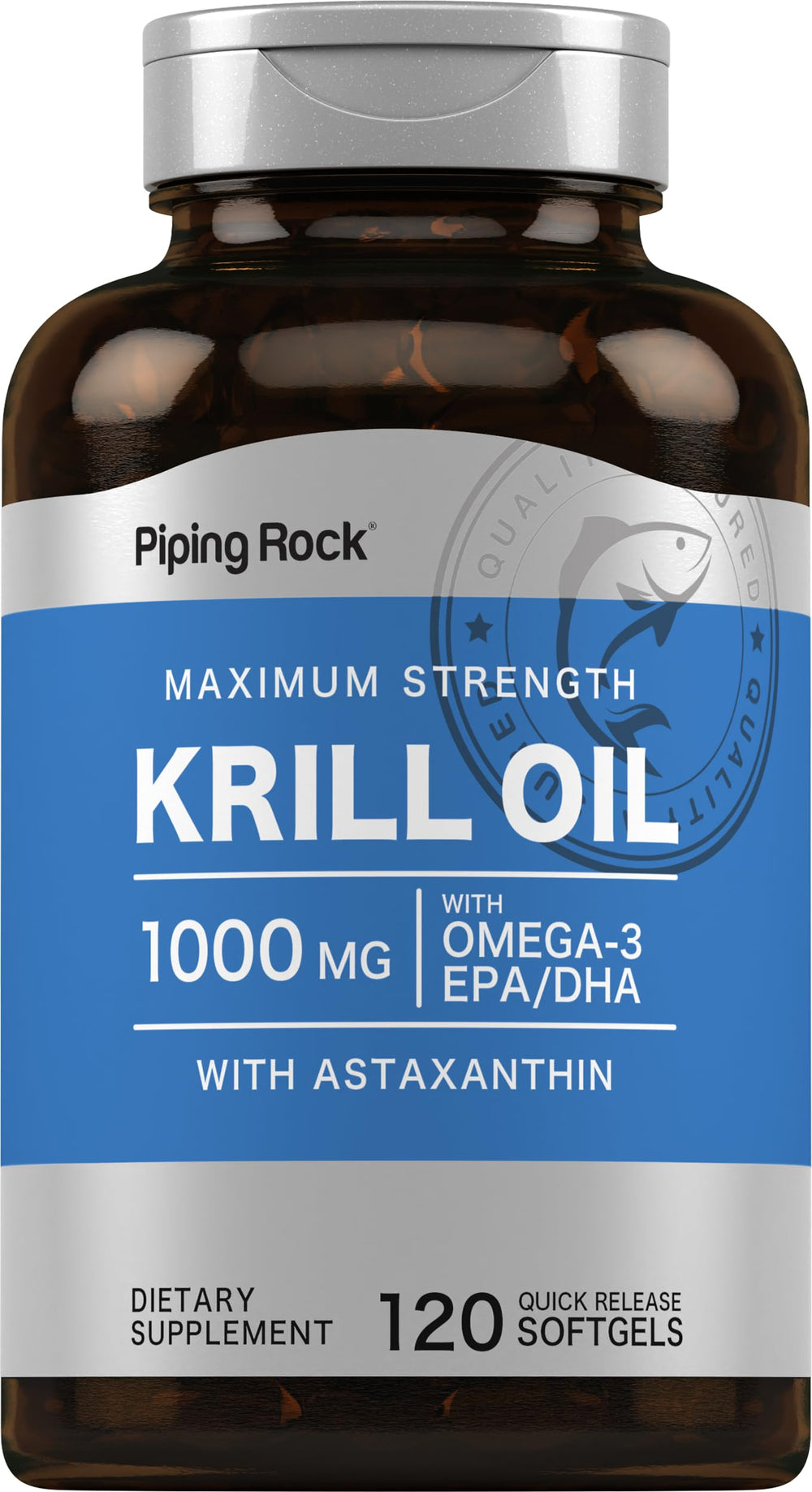 Piping Rock Krill Oil 1000mg Softgels bottle - 120 count
