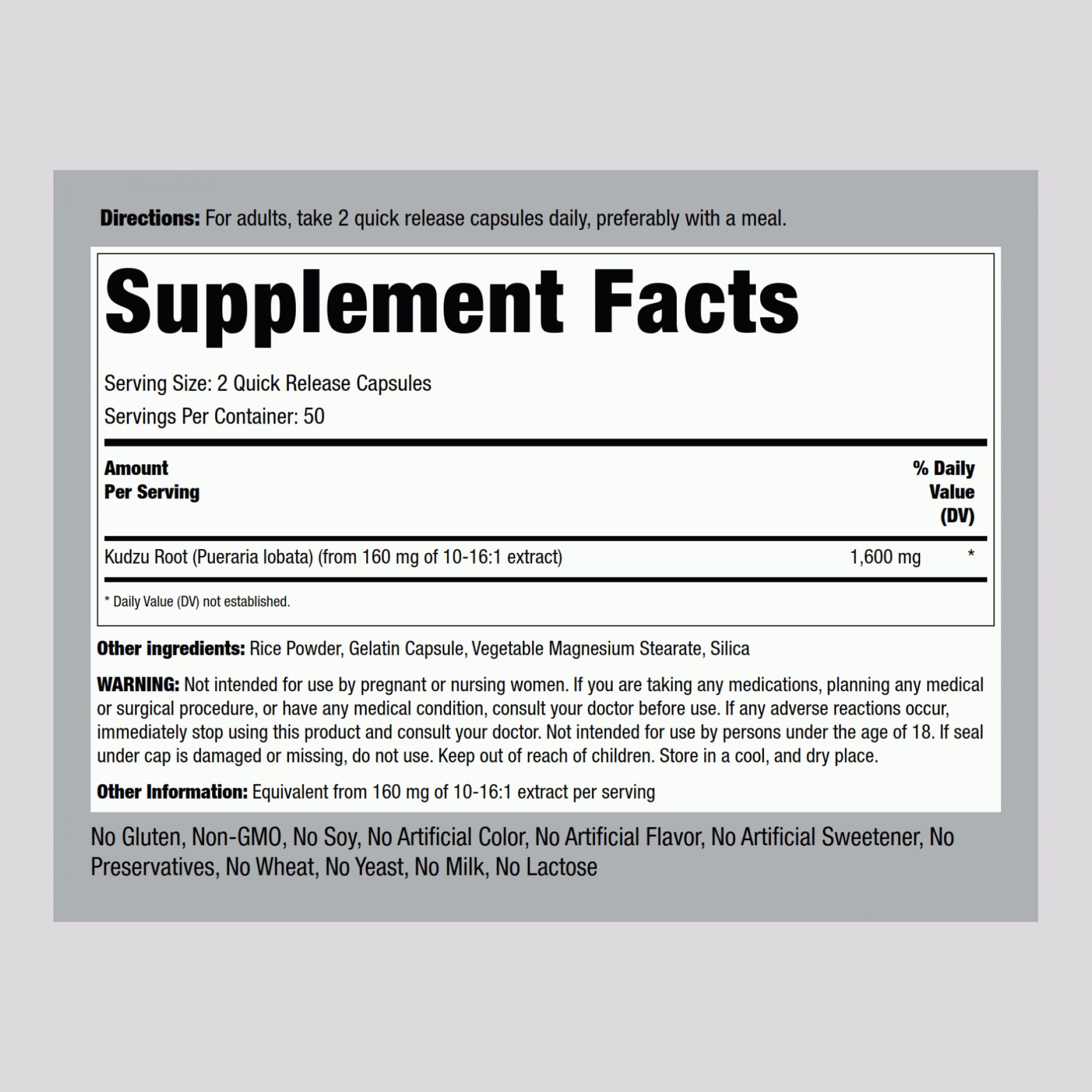 Close-up of Kudzu Root capsules quick-release form