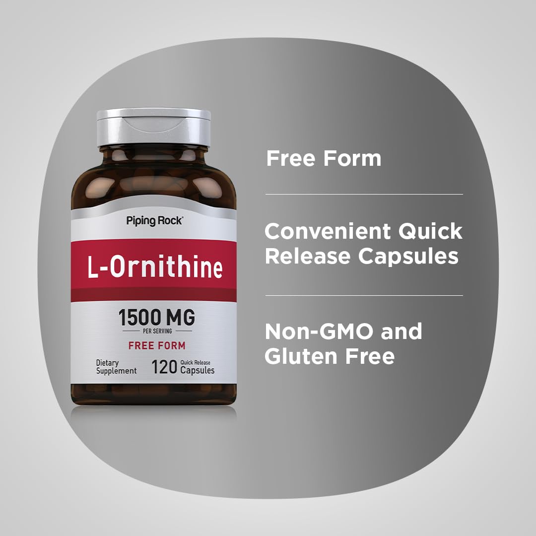 Close-up of the supplement facts panel for L-Ornithine