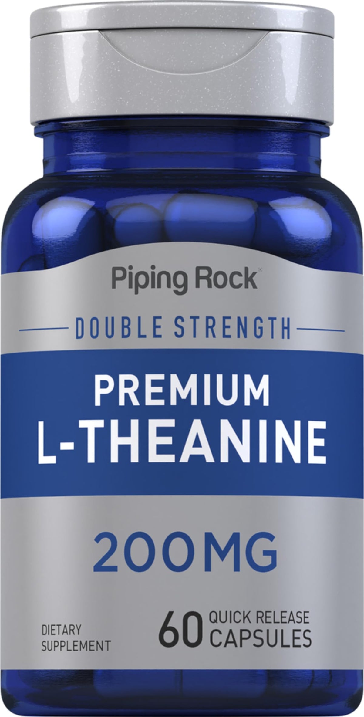 Piping Rock L-Theanine 200mg bottle label close-up