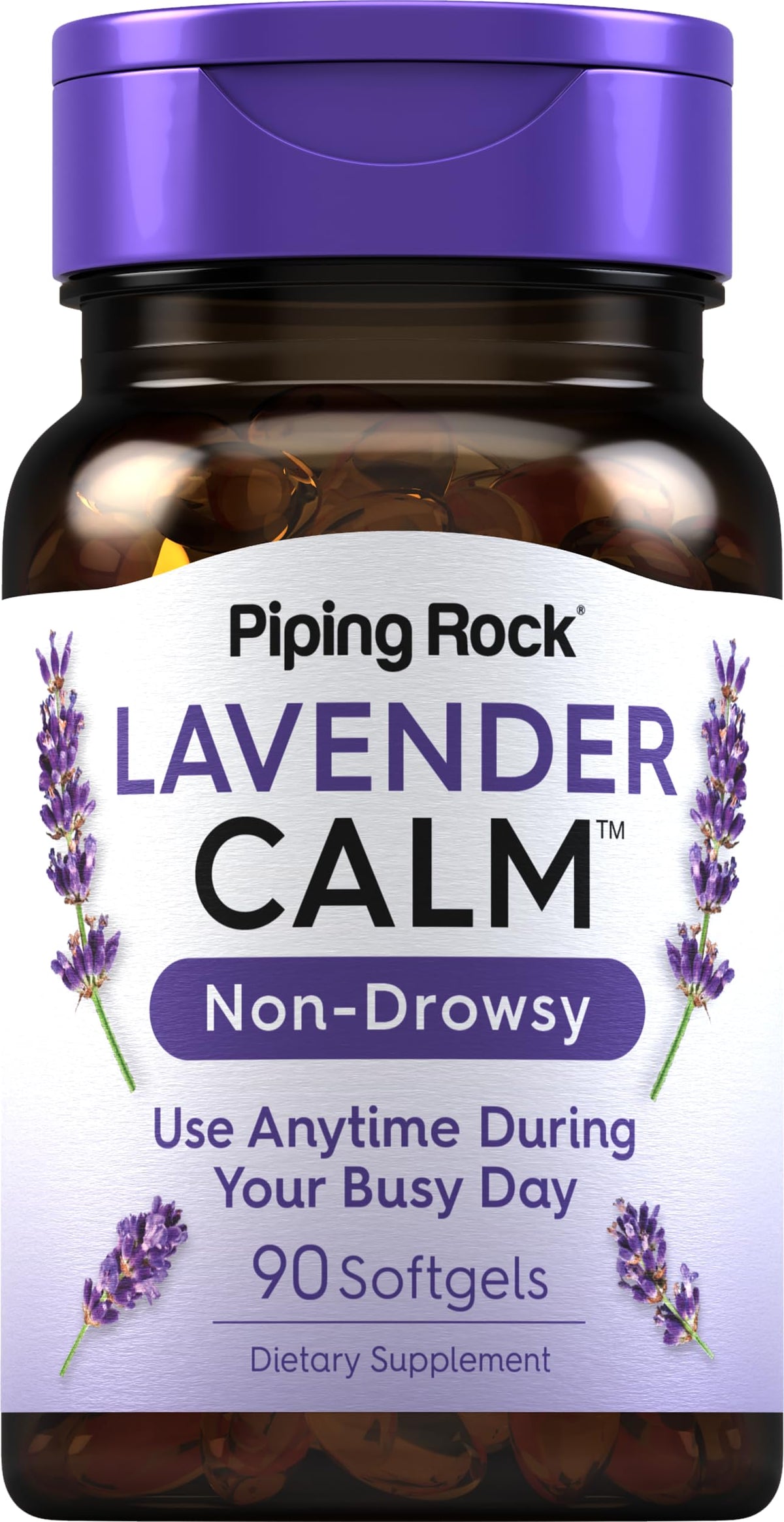 Piping Rock Lavender Calm Pills bottle with 90 softgels