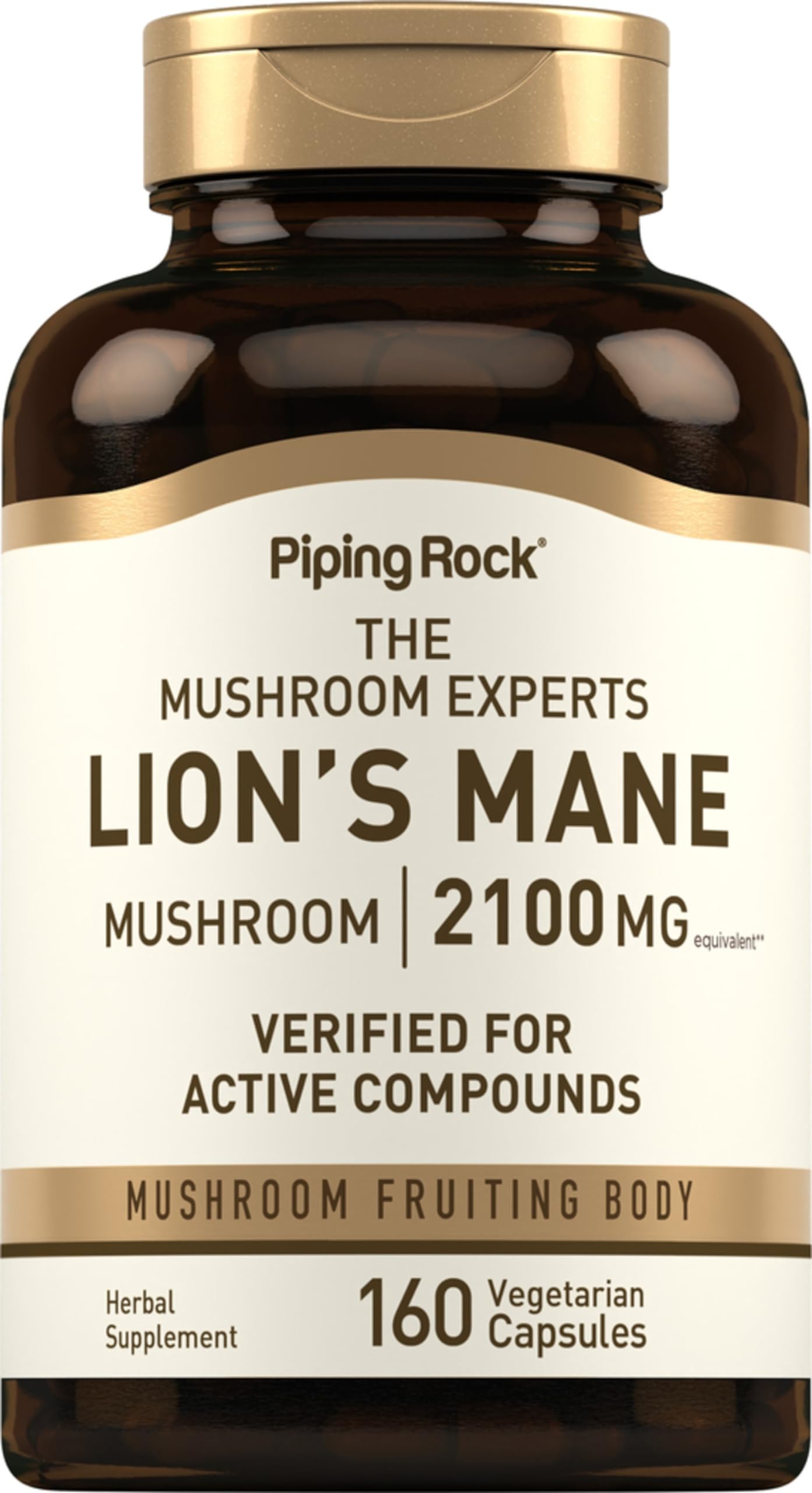 Piping Rock Lion's Mane supplement bottle with capsules