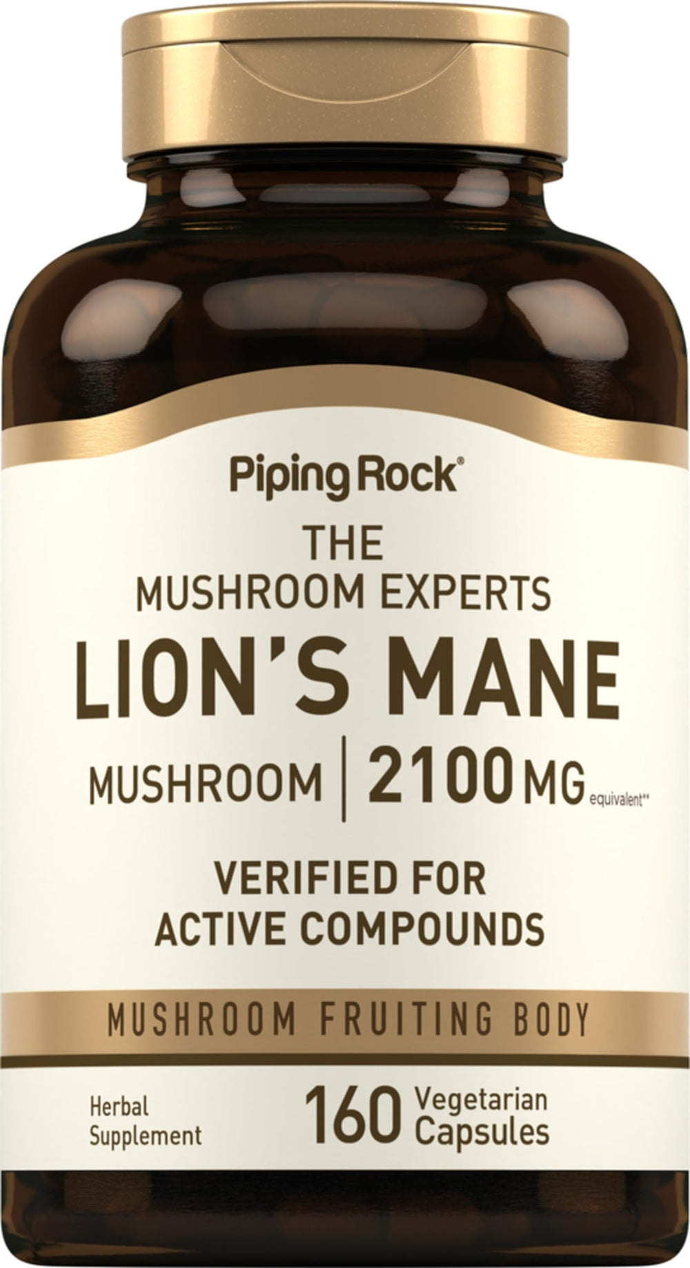 Piping Rock Lion's Mane supplement bottle with capsules