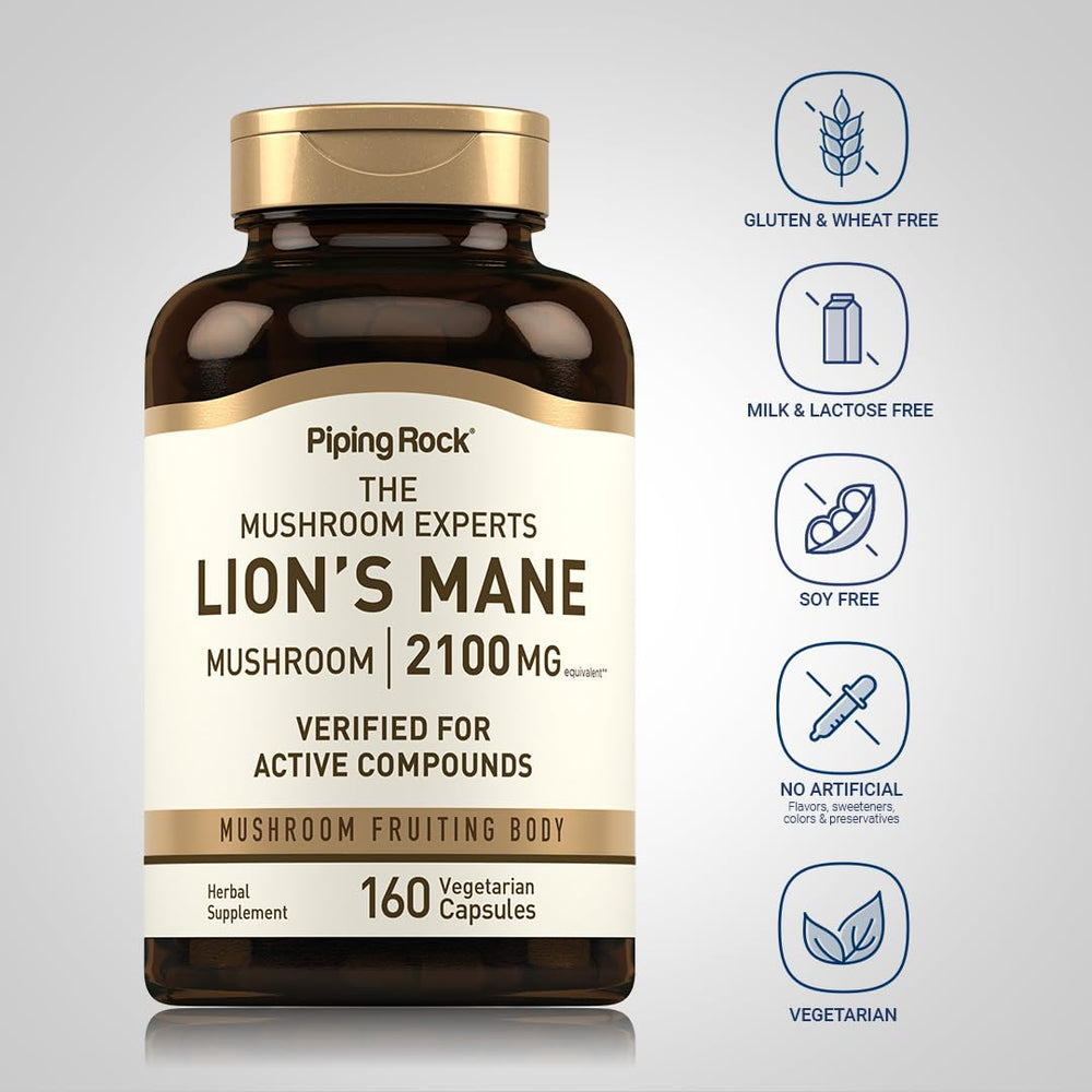 Label showing 2,100 mg per serving of Lion's Mane