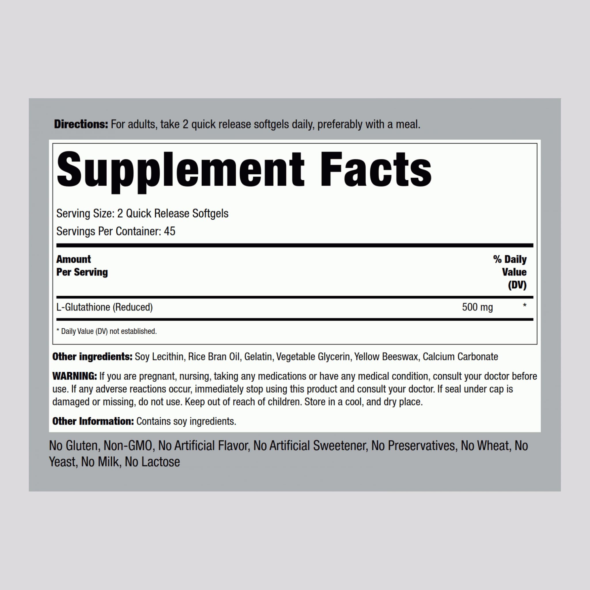 Label close-up: Liposomal Glutathione 500mg