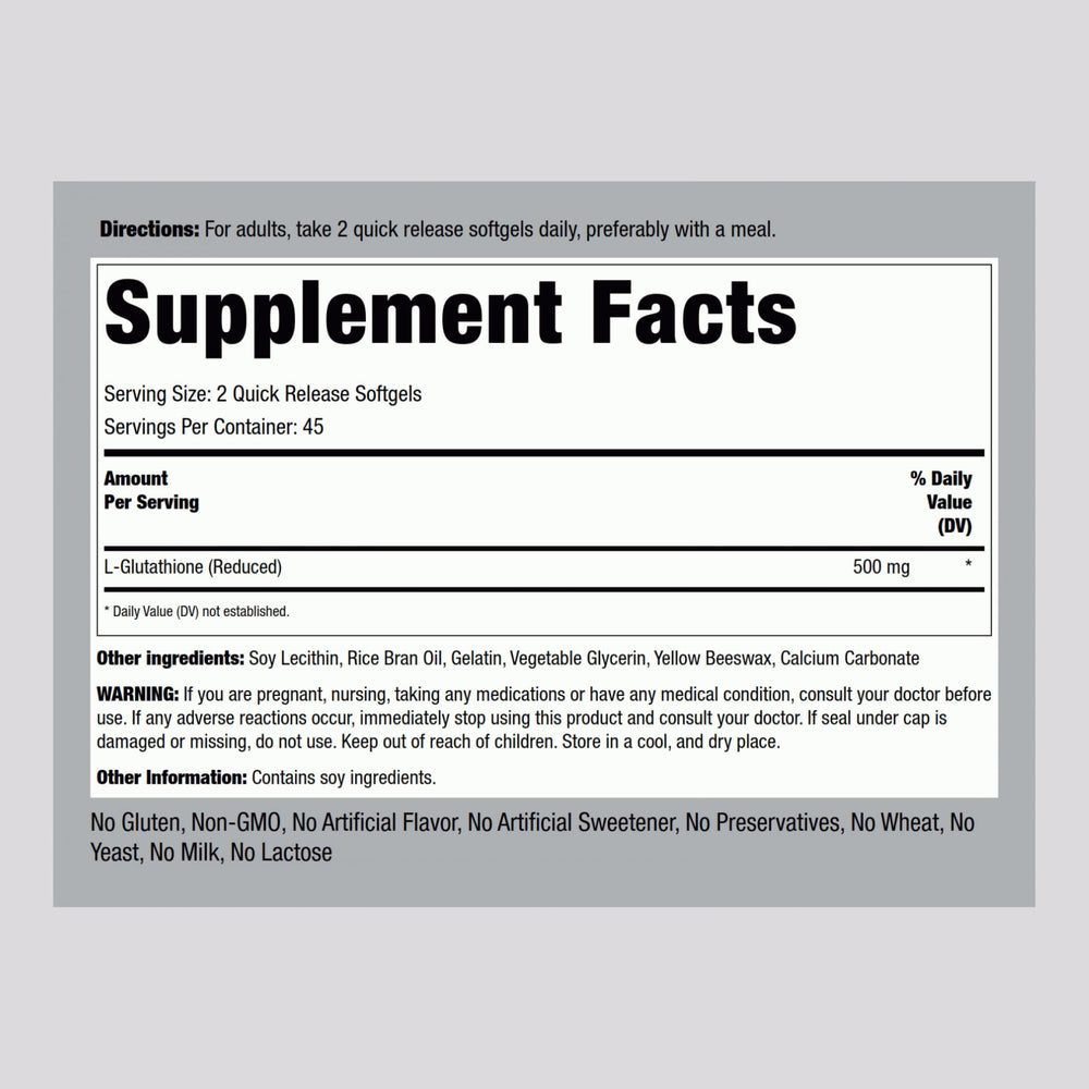 Label close-up: Liposomal Glutathione 500mg