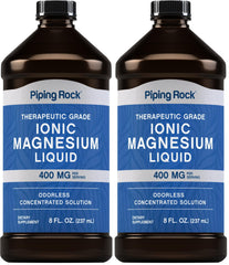 Piping Rock Liquid Ionic Magnesium 400 mg per serving bottle, 8 oz, Pack of 2 - front view