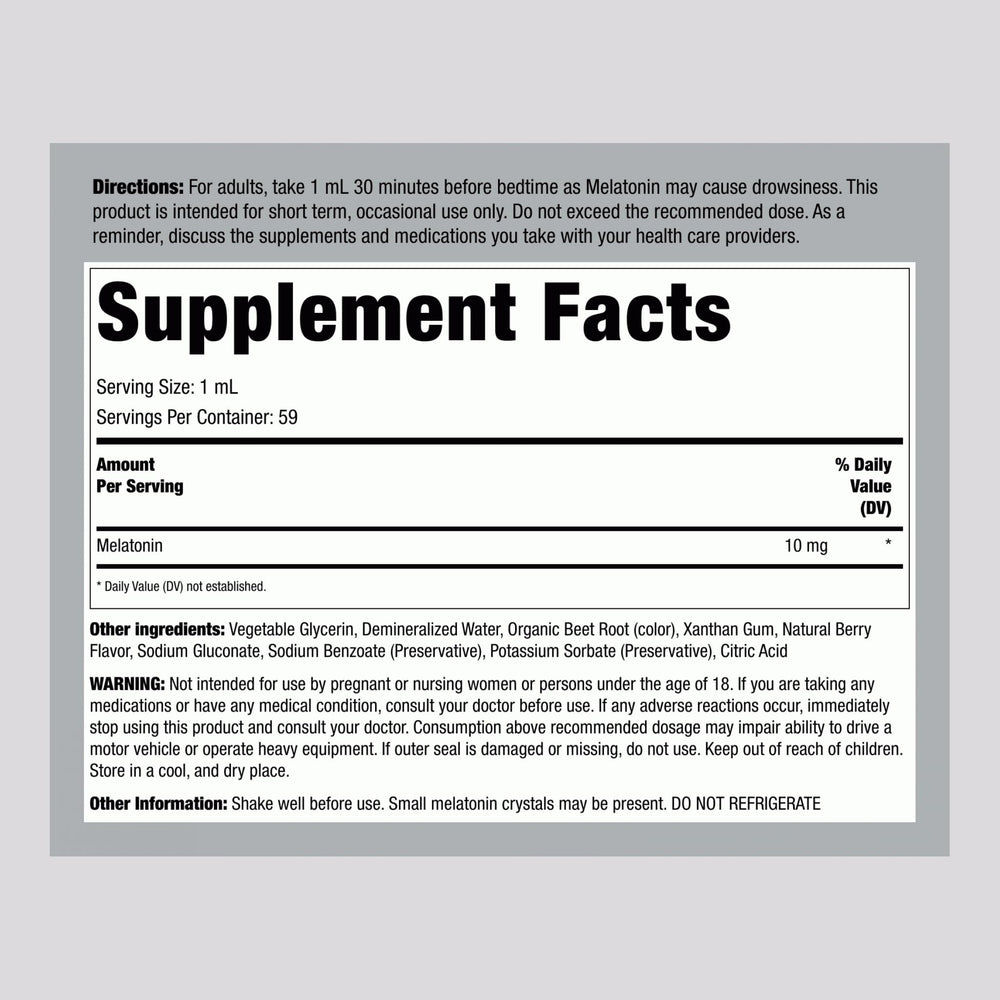 Dropper bottle of Piping Rock Melatonin Berry flavor