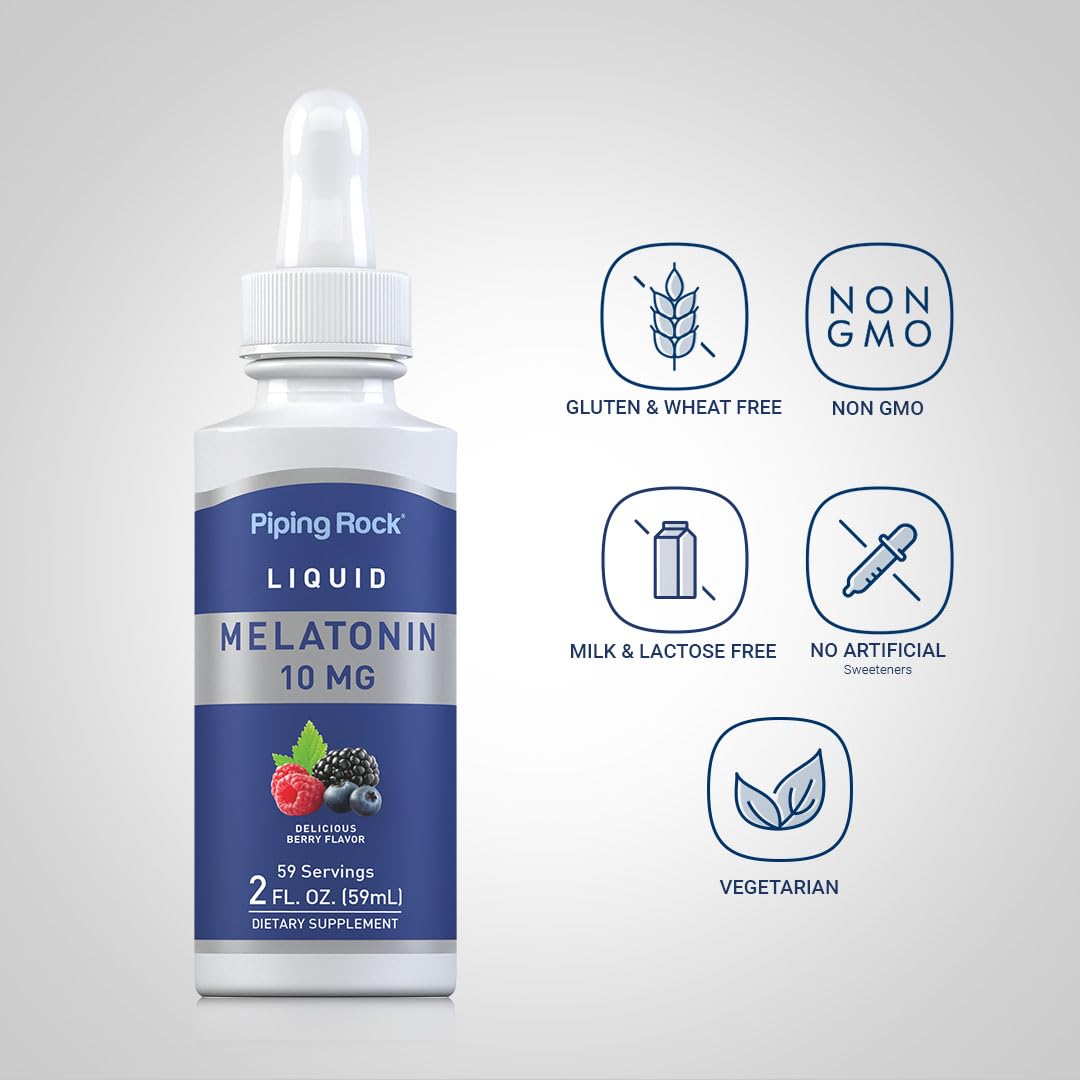 Close-up of berry-flavored melatonin liquid in dropper
