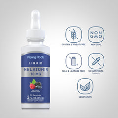 Close-up of berry-flavored melatonin liquid in dropper